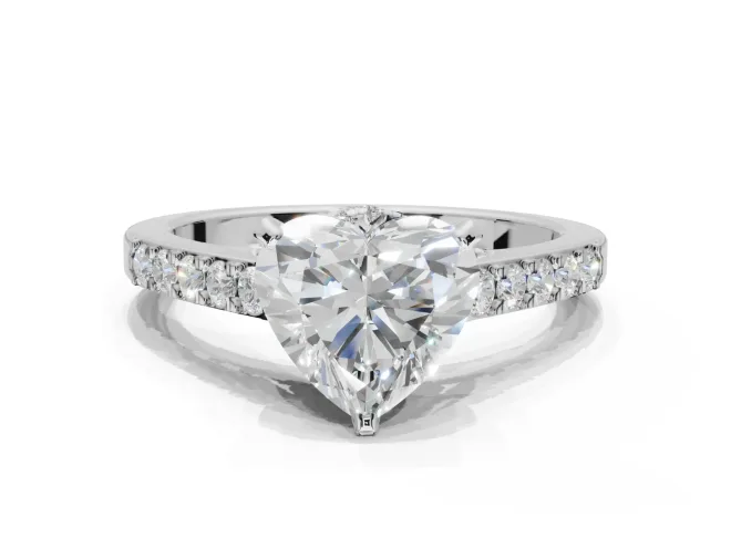 Heart-Shaped Pavé Solitaire Engagement Ring Setting | Crossover Gallery | Sterling Silver
