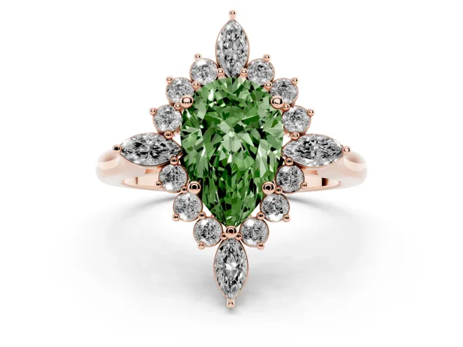 Pear-Shaped Engagement Ring Setting for a Fancy Green Lab-Grown Diamond | Rose Gold - Design NV-24790