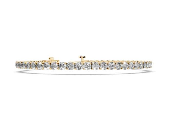 Round Lab-Grown Diamond Classic Tennis Bracelet | Round Prongs | Yellow Gold
