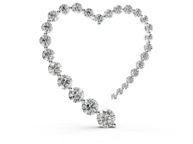 Round Lab-Grown Diamond Open Heart Pendant Necklace | Stone Outline | White Gold