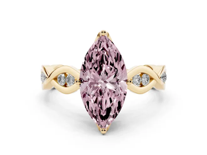 Marquise Twisted Infinity Engagement Ring Setting for a Fancy Pink Lab-Grown Diamond | Yellow Gold