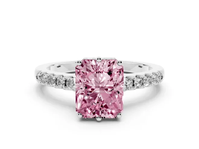 Radiant Cut Engagement Ring Setting for a Fancy Pink Lab-Grown Diamond | Sterling Silver - Design NV-24649