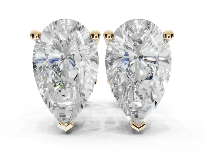Asscher Cut Lab-Grown Diamond Solitaire Basket Stud Earrings | Open Gallery | Yellow Gold