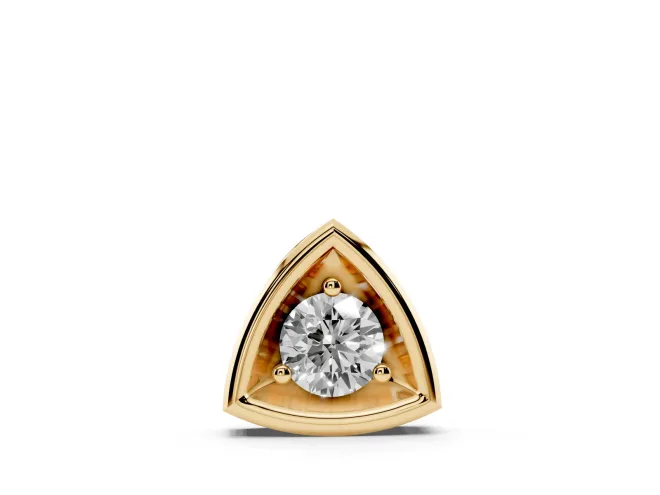 Round Lab-Grown Diamond Triangle Frame Pendant Necklace | Open Frame | Yellow Gold