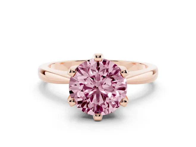 Round Tapered Solitaire Engagement Ring Setting for a Fancy Pink Lab-Grown Diamond | Claw Prong Head | Rose Gold