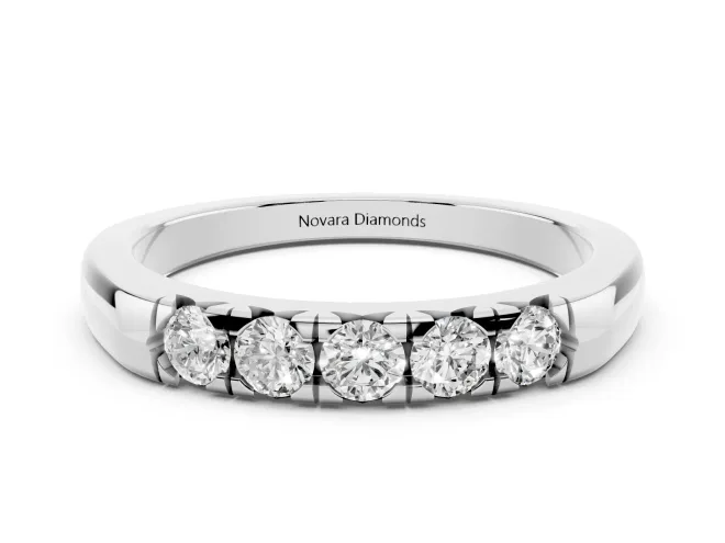 Round Diamond Half Eternity Band Set in Platinum with Channel Setting