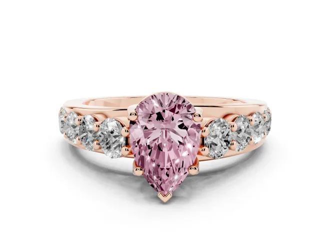 Pear-Shaped Graduated Engagement Ring Setting for a Fancy Pink Lab-Grown Diamond | Rose Gold