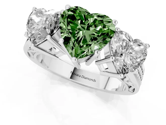 Heart-Shaped Engagement Ring Setting for a Fancy Green Lab-Grown Diamond | Sterling Silver - Design NV-24920 – second view