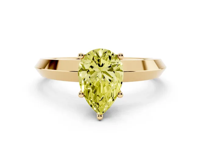Pear-Shaped Knife-Edge Engagement Ring Setting for a Fancy Yellow Lab-Grown Diamond | Yellow Gold