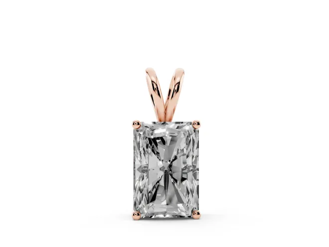 Radiant Cut Lab-Grown Diamond Solitaire Pendant Necklace | Split Bail | Rose Gold