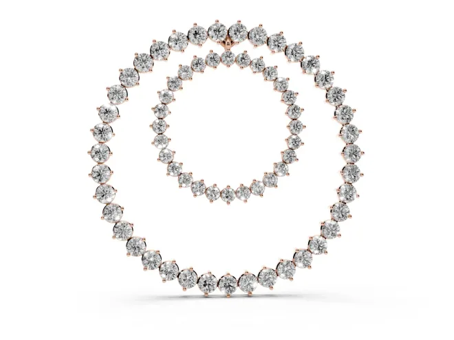 Round Diamond Double Halo Pendant Set in Rose gold with Prong-Set Accents