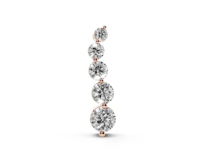 Round Lab-Grown Diamond Graduated Drop Pendant Necklace | Hidden Bail | Rose Gold