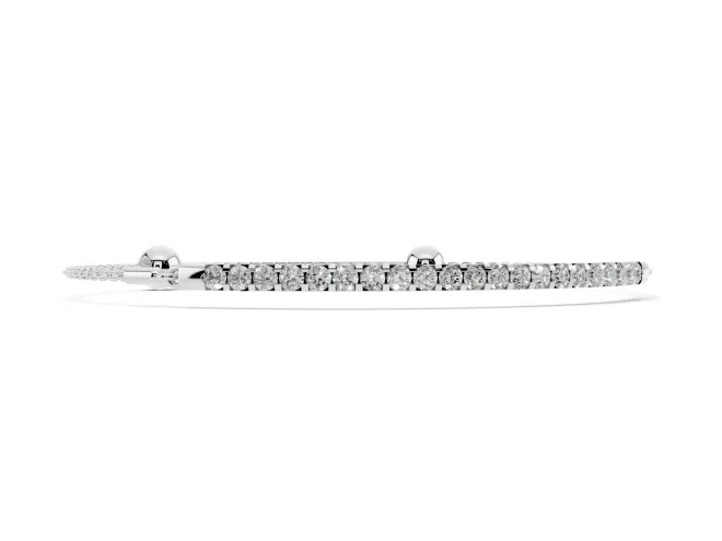 Round Lab-Grown Diamond Bar Chain Bracelet | Shared Prong Row | White Gold