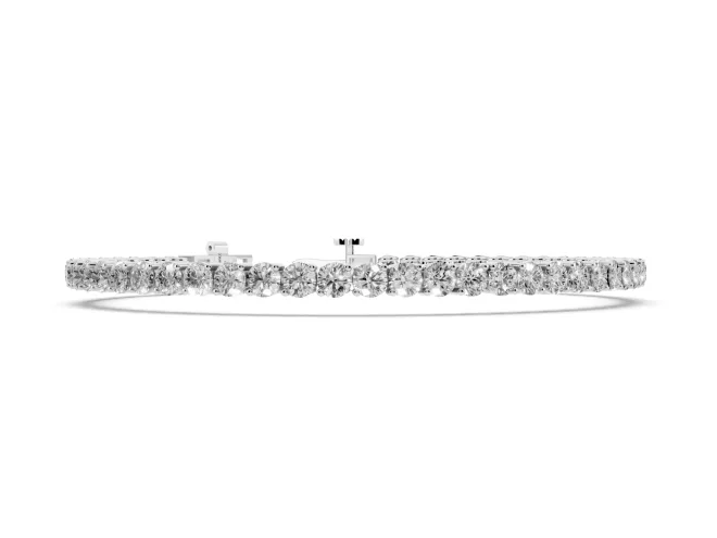 Round Lab-Grown Diamond Classic Tennis Bracelet | Round Prongs | Sterling Silver