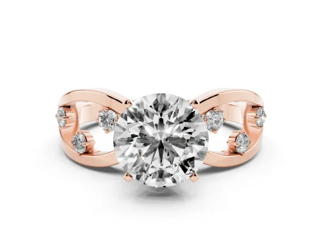 Round Open Loop Engagement Ring Setting | Scattered Accents | Rose Gold
