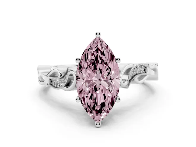 Marquise Vine Engagement Ring Setting for a Fancy Pink Lab-Grown Diamond | Platinum