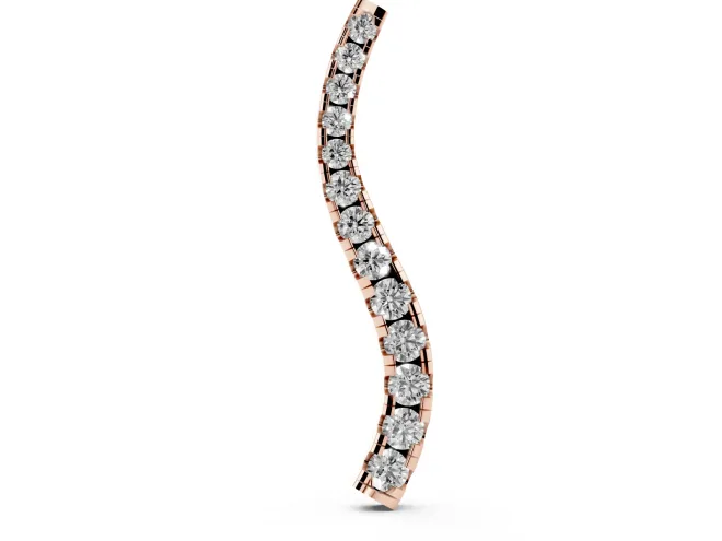 Round Lab-Grown Diamond Graduated S-Wave Pendant Necklace | Shared Prong Row | Rose Gold