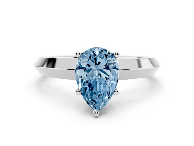 Pear-Shaped Knife-Edge Engagement Ring Setting for a Fancy Blue Lab-Grown Diamond | Sterling Silver