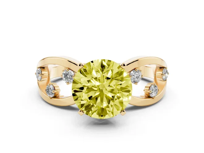 Round Loop Engagement Ring Setting for a Fancy Yellow Lab-Grown Diamond | Yellow Gold