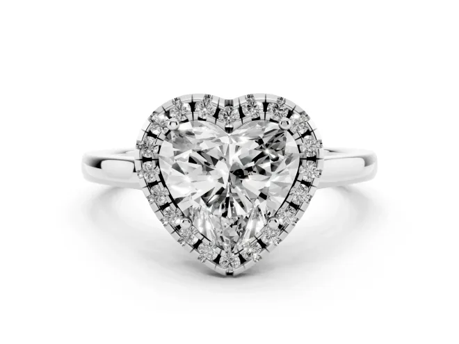 Heart-Shaped Halo Engagement Ring Setting | Flat Tapered Band | White Gold