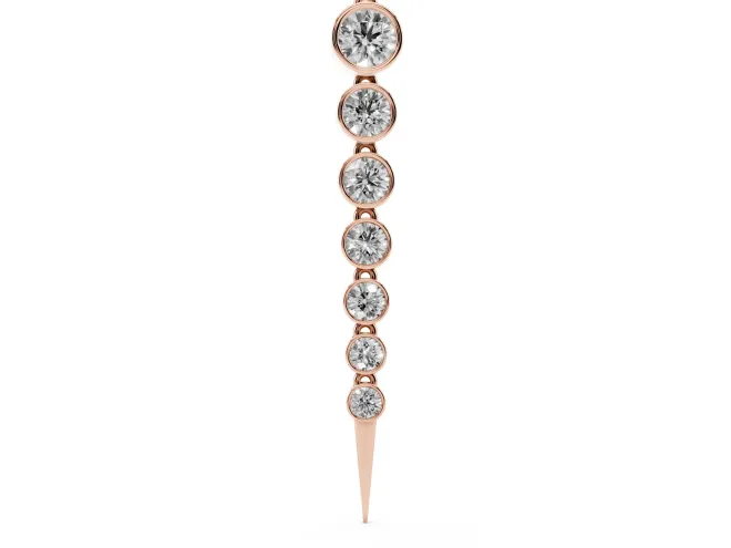 Round Lab-Grown Diamond Graduated Bezel Drop Necklace | Tapered Spike Tip | Rose Gold