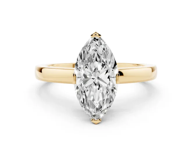 Marquise Solitaire Engagement Ring Setting | Flat Tab Prongs | Yellow Gold