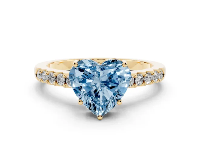 Heart-Shaped Engagement Ring Setting for a Fancy Blue Lab-Grown Diamond | Yellow Gold - Design NV-24649