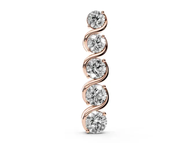 Round Lab-Grown Diamond Graduated Swirl Drop Pendant Necklace | S-Curve Ribbon | Rose Gold