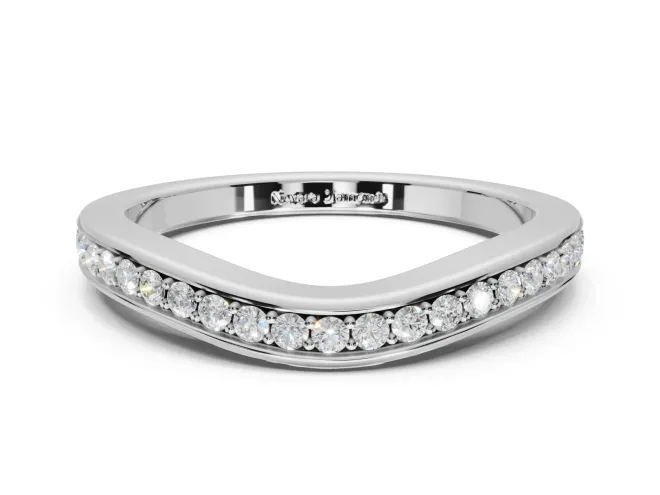 Round Lab-Grown Diamond Contoured Pavé Wedding Band | Smooth Polished Edges | Sterling Silver
