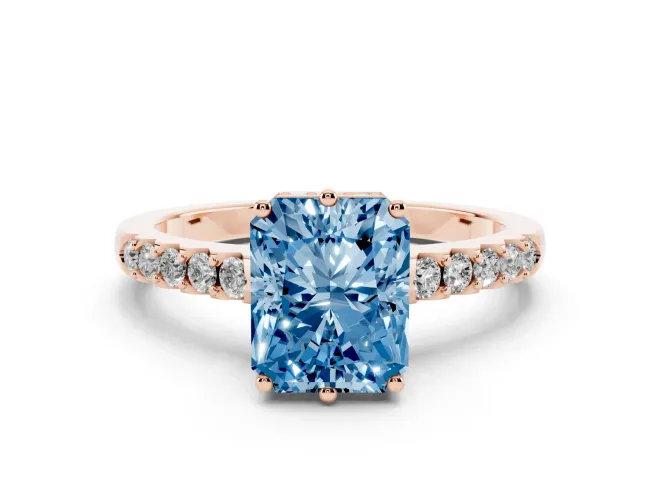 Radiant Cut Engagement Ring Setting for a Fancy Blue Lab-Grown Diamond | Rose Gold - Design NV-24649