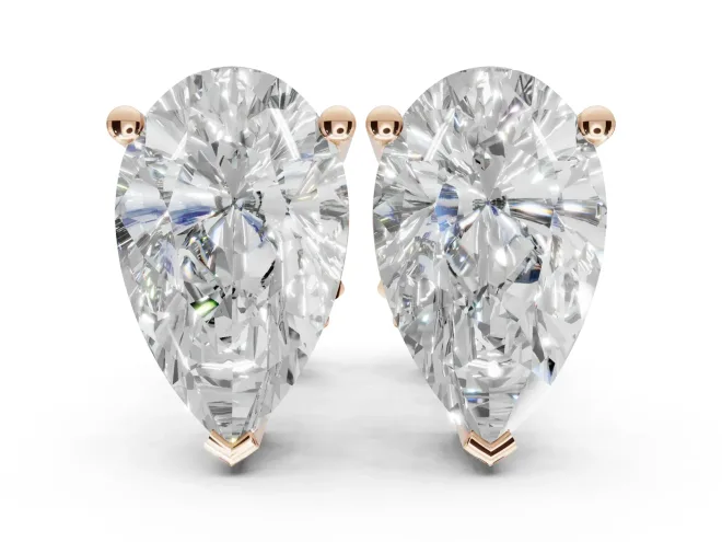 Heart-Shaped Lab-Grown Diamond Solitaire Basket Stud Earrings | Open Gallery | Rose Gold