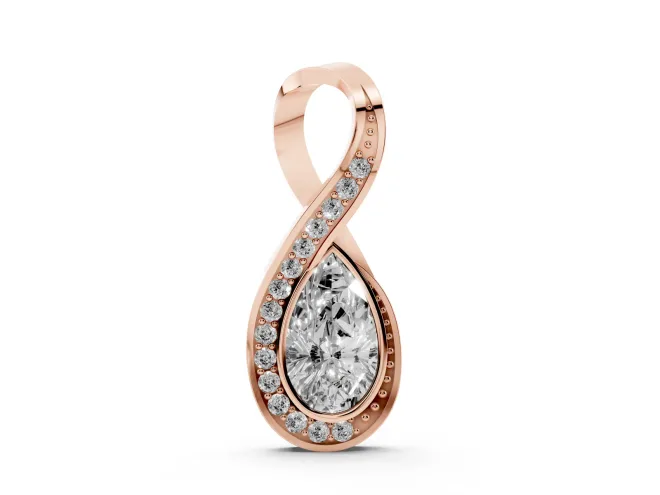 Pear-Shaped Lab-Grown Diamond Pavé Infinity Pendant Necklace | Bezel-Set Pear | Rose Gold