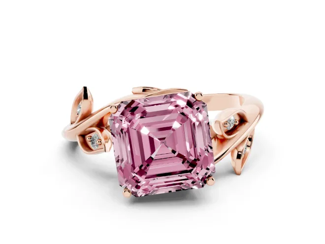 Asscher Cut Twisted Bypass Engagement Ring Setting for a Fancy Pink Lab-Grown Diamond | Rose Gold