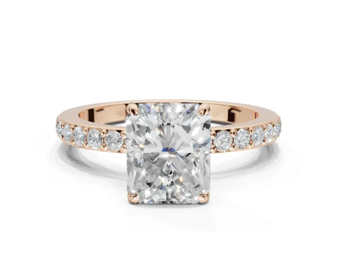 Radiant Cut Hidden Halo Engagement Ring Setting | Rose Gold