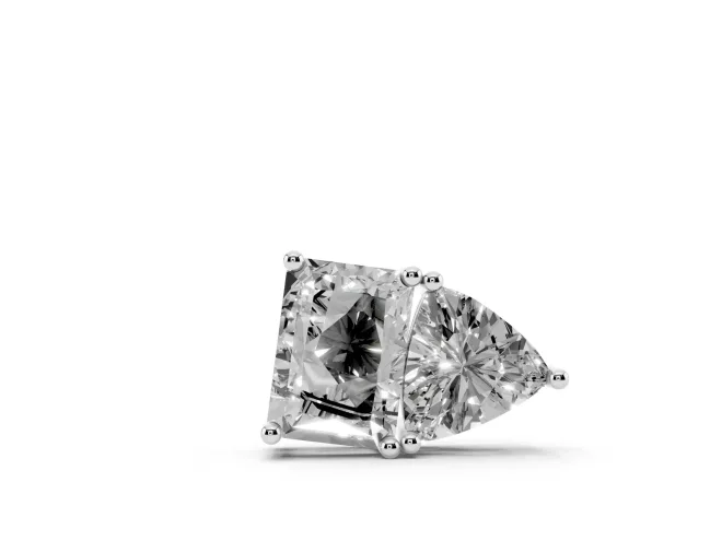 Radiant Lab-Grown Diamond Two-Stone Pendant Necklace | Claw Prong Setting | White Gold