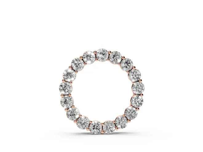 Round Lab-Grown Diamond Circle Pendant Necklace | Small Stones | Rose Gold