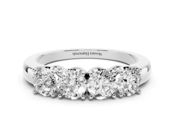 Four-Stone Round Diamond Band Set in Platinum with Prong Setting