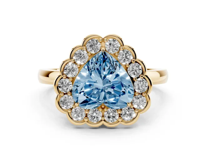 Heart-Shaped Halo Engagement Ring Setting for a Fancy Blue Lab-Grown Diamond | Yellow Gold - Design NV-24719