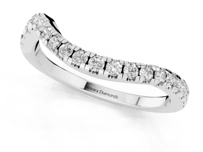 Round Diamond Pavé Twist Band Set in Platinum with U-Prong Setting – second view