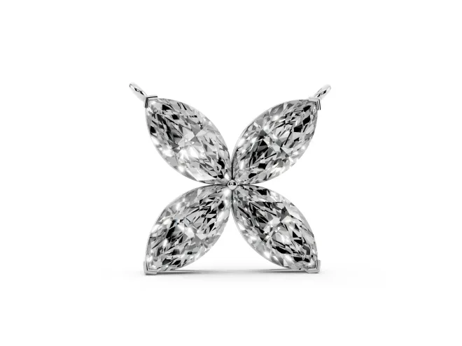 Marquise Lab-Grown Diamond Four-Petal Flower Pendant Necklace | V-Prong Tips | White Gold