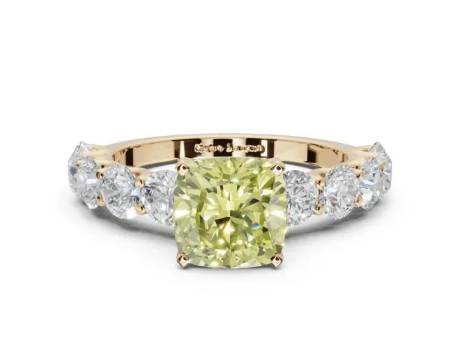Cushion Cut Engagement Ring Setting for a Fancy Yellow Lab-Grown Diamond | Yellow Gold - Design NV-24455