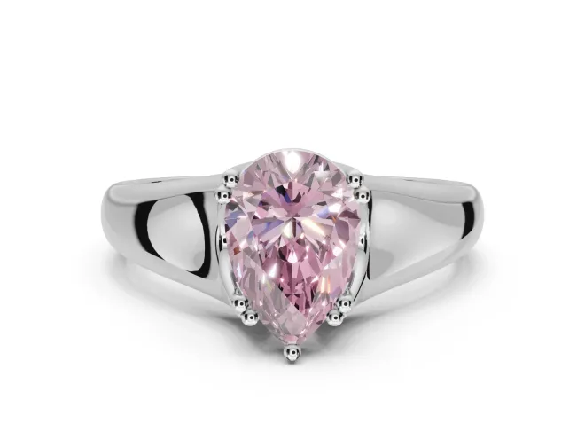 Pear-Shaped Double Claw Solitaire Engagement Ring Setting for a Fancy Pink Lab-Grown Diamond | White Gold