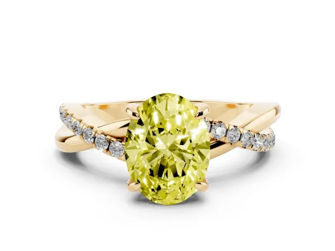 Oval Twist Engagement Ring Setting for a Fancy Yellow Lab-Grown Diamond | Yellow Gold