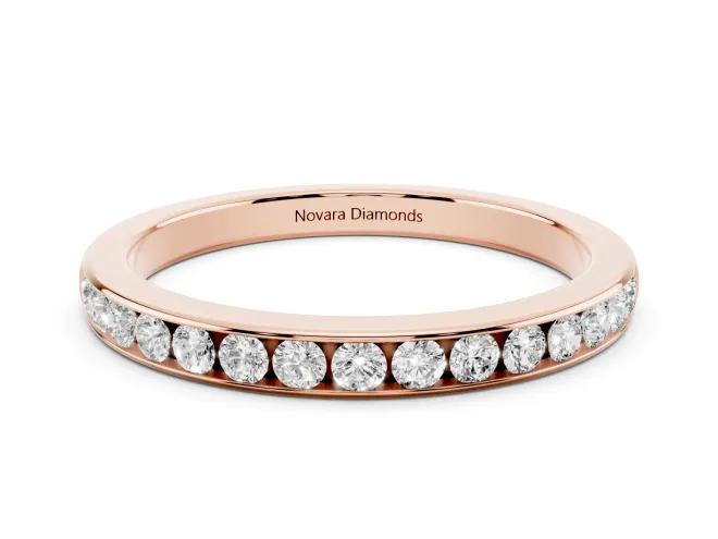 Round Lab-Grown Diamond Channel Set Half Eternity Band | Flush Walls | Rose Gold