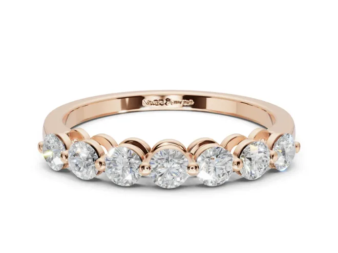 Round Lab-Grown Diamond Half Eternity Wedding Band | Raised Round Heads | Rose Gold