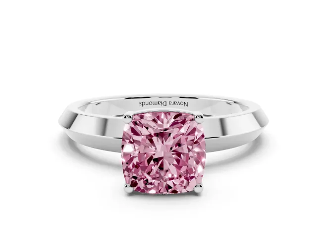 Cushion Cut Knife-Edge Engagement Ring Setting for a Fancy Pink Lab-Grown Diamond | White Gold