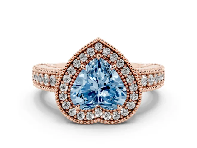Heart-Shaped Halo Engagement Ring Setting for a Fancy Blue Lab-Grown Diamond | Rose Gold