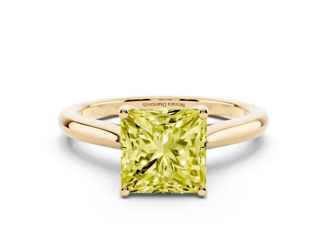 Princess Cut Cathedral Engagement Ring Setting for a Fancy Yellow Lab-Grown Diamond | Yellow Gold