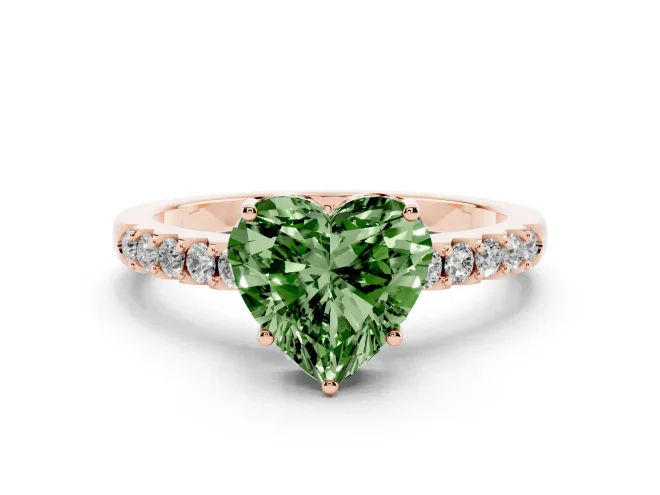 Heart-Shaped Engagement Ring Setting for a Fancy Green Lab-Grown Diamond | Rose Gold - Design NV-24649