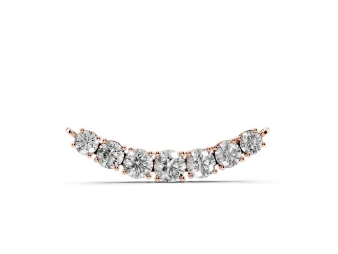 Round Lab-Grown Diamond Graduated Curved Bar Necklace | Prong Set | Rose Gold